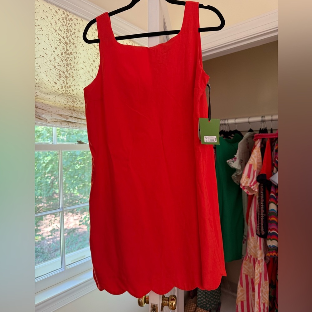 Kate Spade for Target Vibrant Red Scalloped Linen Dress